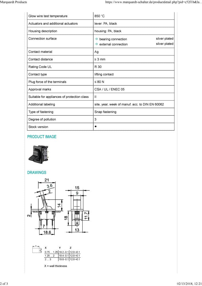 Marquardt Single and Double Pole Toggle Switch Series - 1810