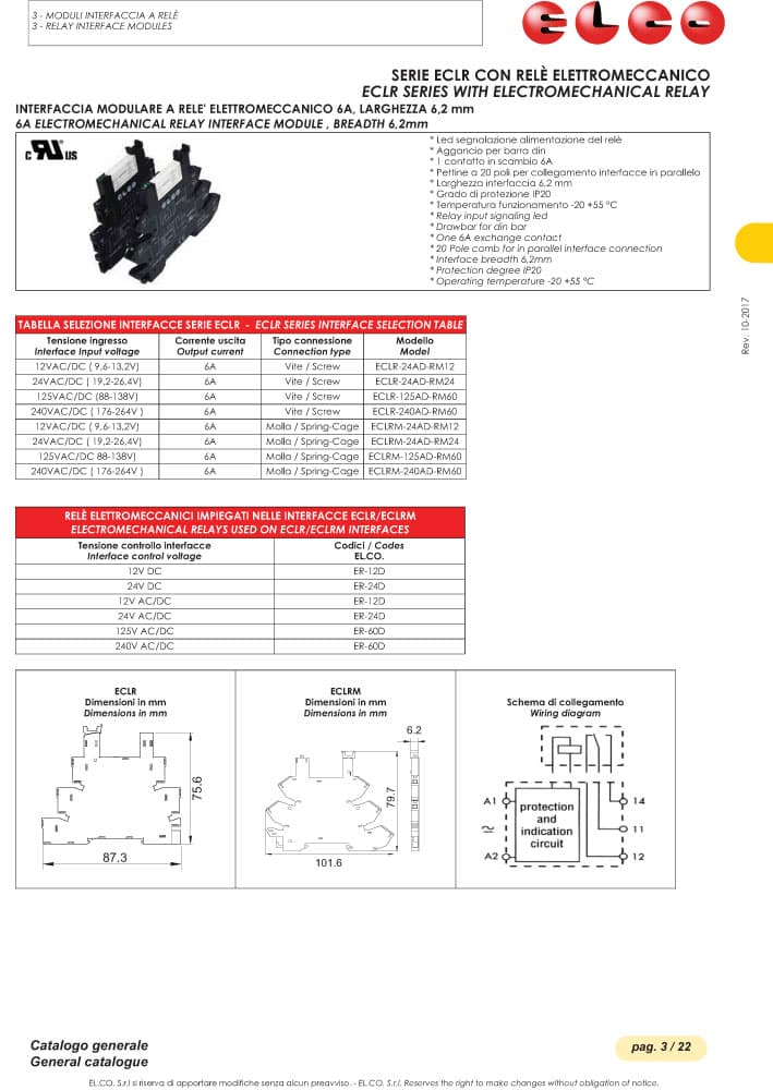 Elco Interface Modules with Electromechanical Relay - ECLR Series
