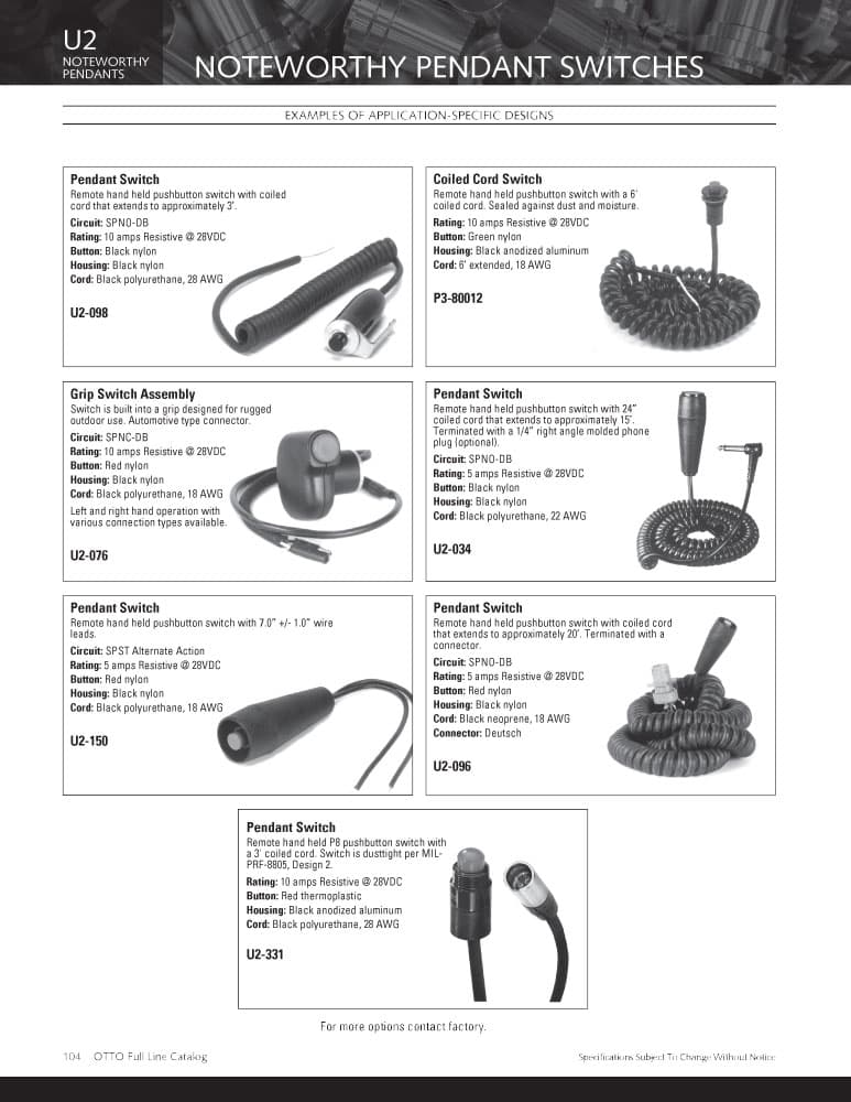 The OTTO Pendant Switches provide a remote pendant with a hand held P8