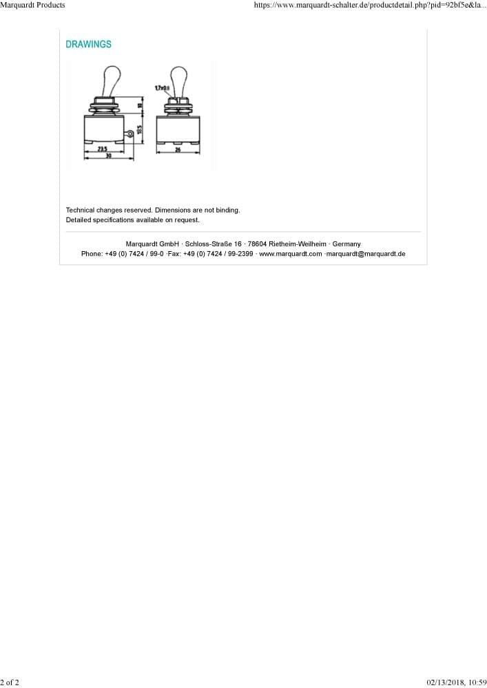 Marquardt Toggle Switch Series - 0100