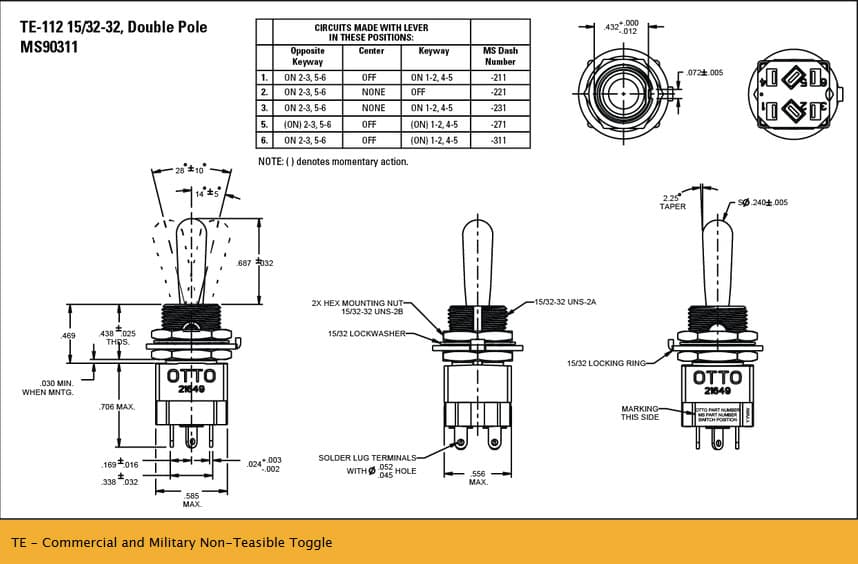 OTTO TE Non-Teasible Toggle Switch Range