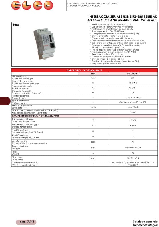 Elco USB and RS-485 Serial Interface - AD Series