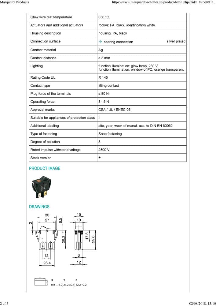 Marquardt Single Pole Rocker Switches - Series 1550