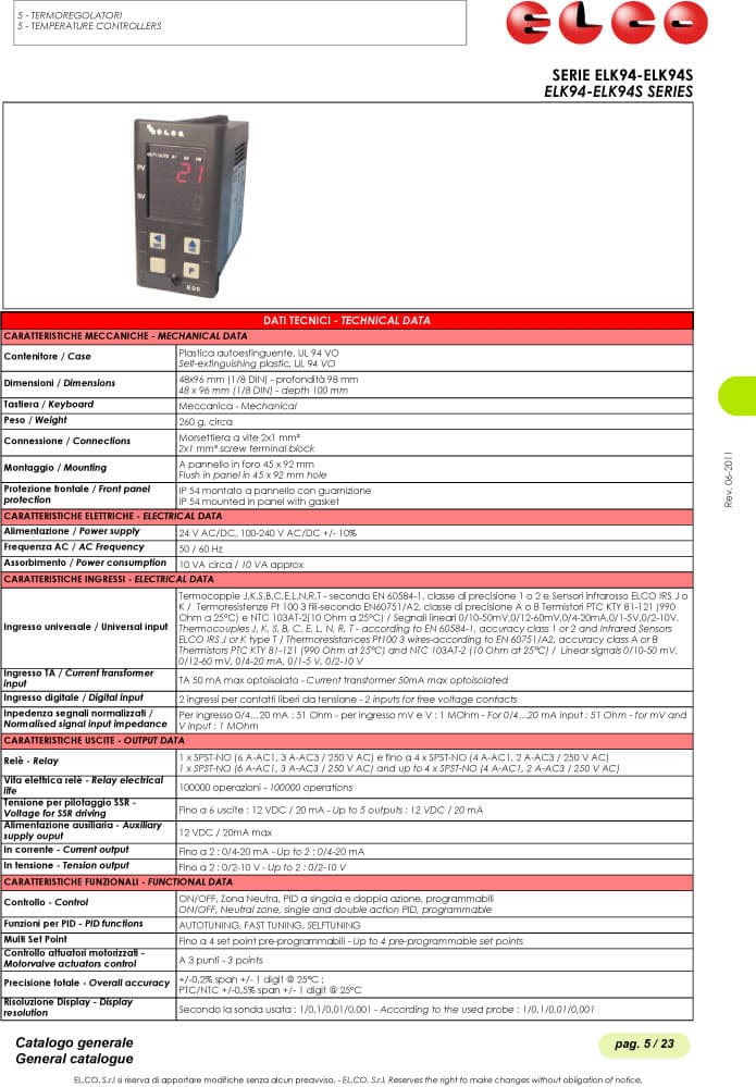 Elco Temperature Controller - EELK94, ELK94S Series