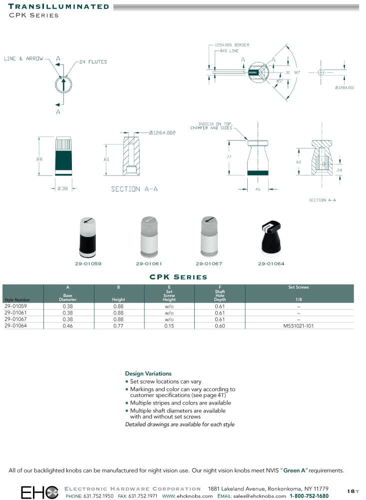 EHC Knobs - Control Knobs CPK Series