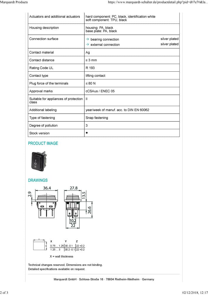 Marquardt Double Pole Rocker Switches - Series 1930