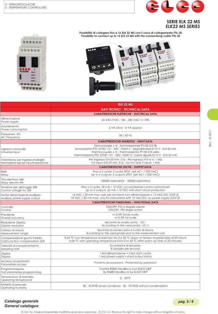 Elco Temperature Controllers - ELK22 MS Series
