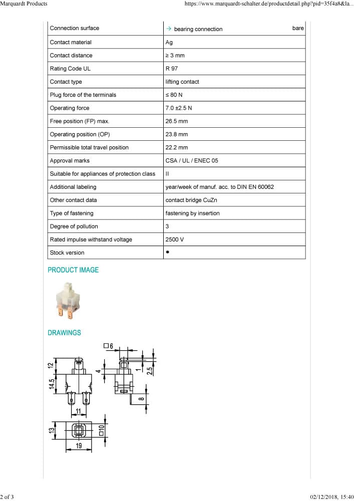 Marquardt Single & Double Pole Pushbutton Switches - Series 1680