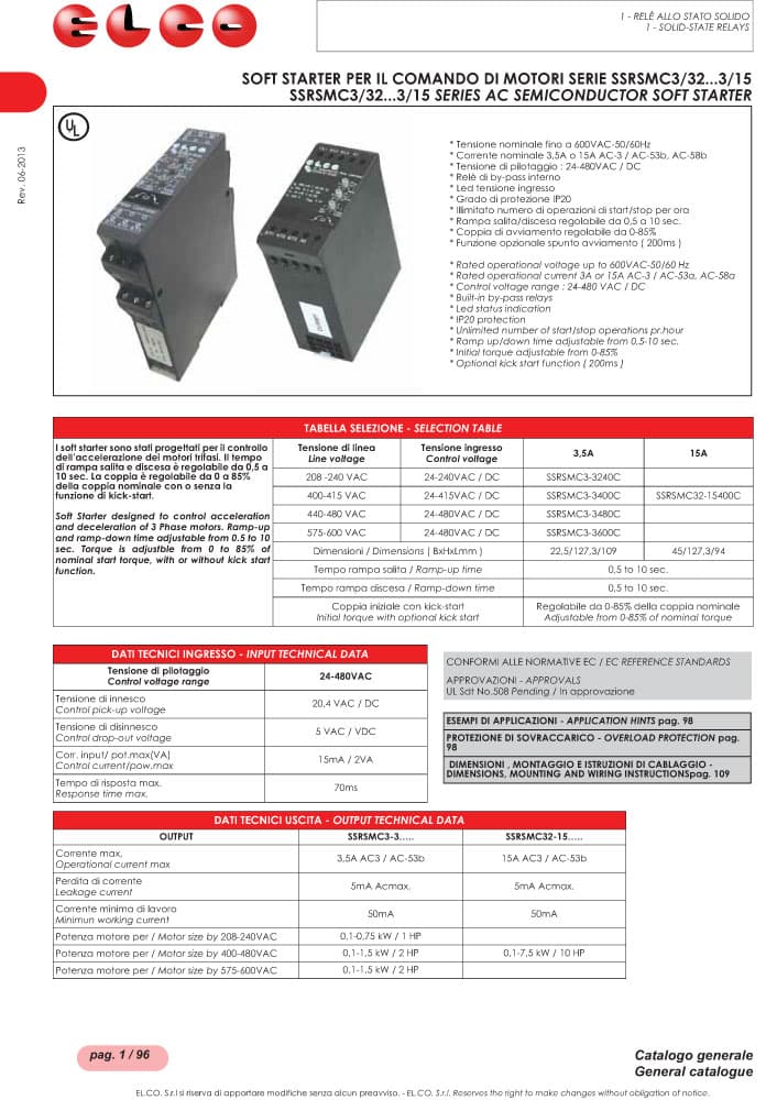 Elco AC Semiconductor - SSRSMC Series (Soft Starter)