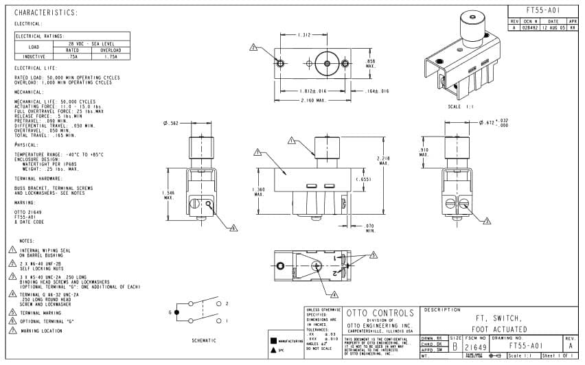 Highly durable Foot Switches, with a mechanical life of 50000 operations