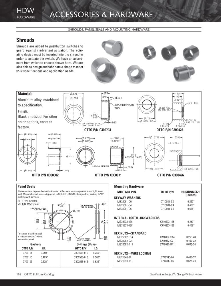 OTTO Shrouds, Panel Seals & Mounting Hardware Range