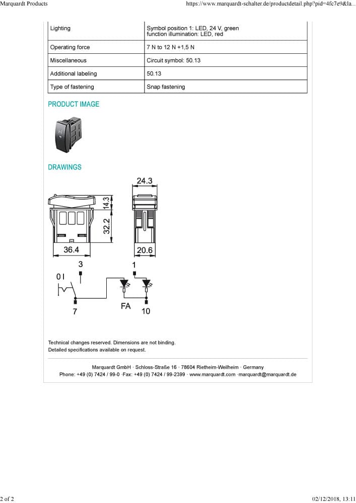 Marquardt Single and Double Pole Rocker Switches - Series 3250