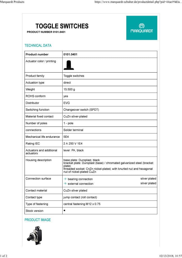 Marquardt Toggle Switch Series - 0100